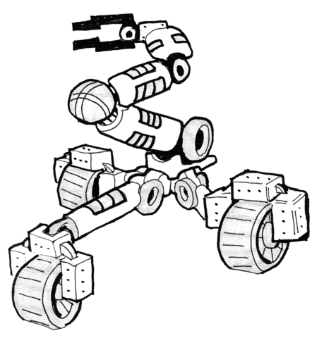 Sci Fi Robot   Industrial Three Wheeler Coloring Page